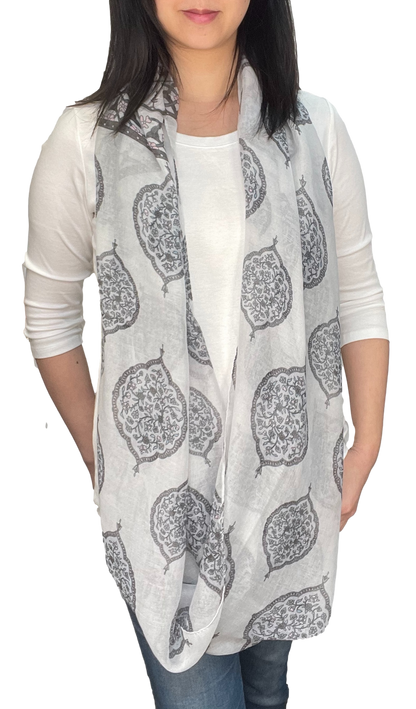 Lightweight Circle Infinity Scarves Vintage Floral Shawl Wrap Scarf For Women