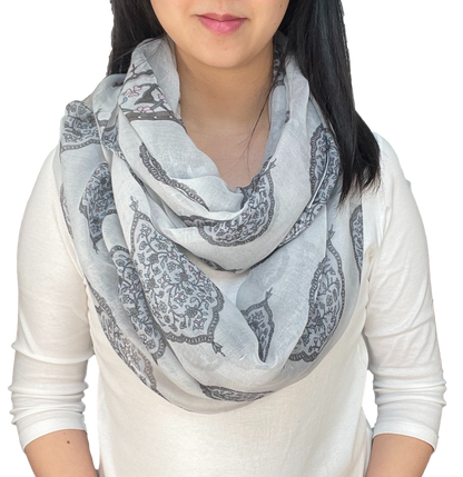 Lightweight Circle Infinity Scarves Vintage Floral Shawl Wrap Scarf For Women