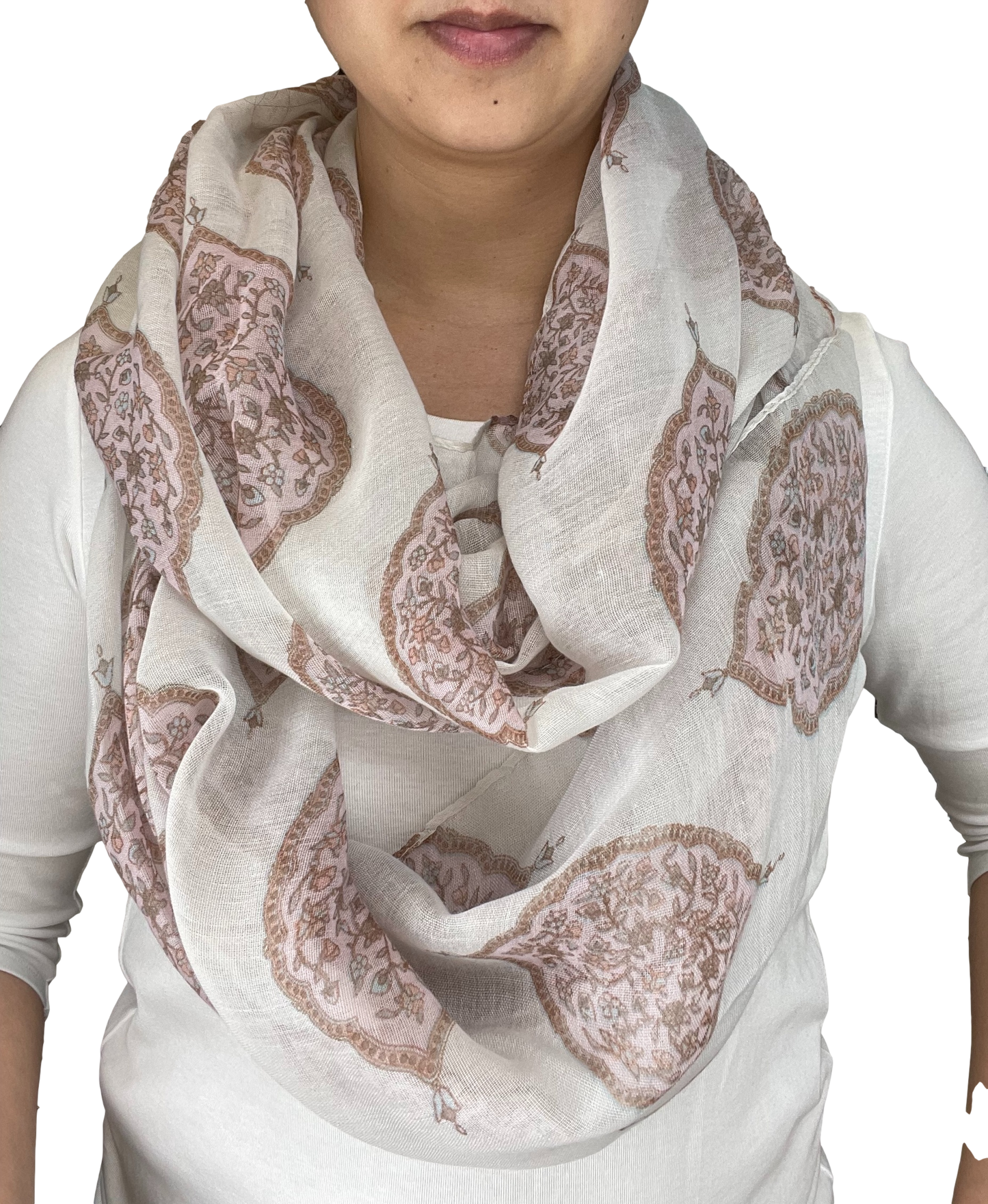 Lightweight Circle Infinity Scarves Vintage Floral Shawl Wrap Scarf For Women