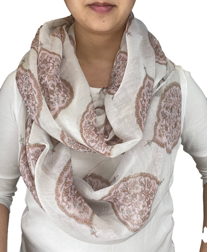 Lightweight Circle Infinity Scarves Vintage Floral Shawl Wrap Scarf For Women