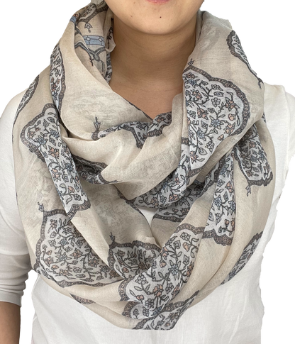 Lightweight Circle Infinity Scarves Vintage Floral Shawl Wrap Scarf For Women