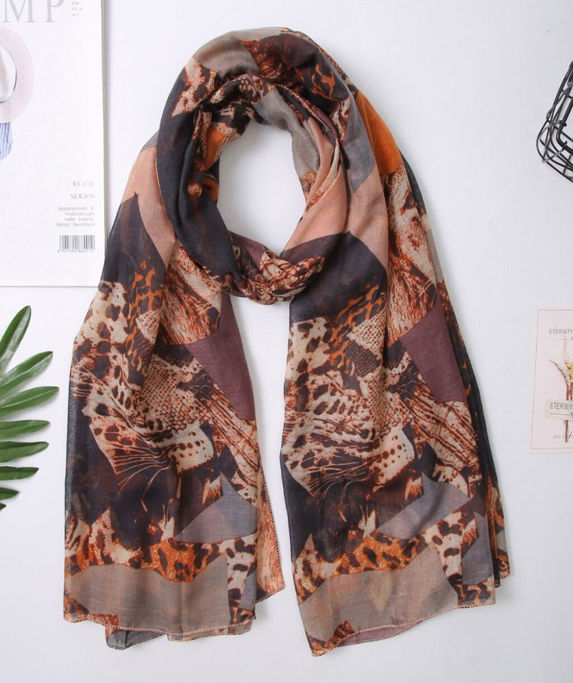 Scarf For Women Lightweight Scarf Shawl Soft Elegant Vintage Leopard Animal Print