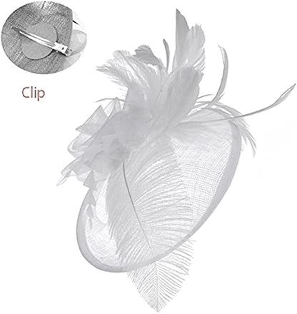 Women's Fascinator Vintage Bridal Wedding Veil Lace Feather Mesh Costume Headpiece