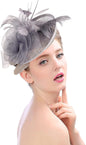 Women's Fascinator Vintage Bridal Wedding Veil Lace Feather Mesh Costume Headpiece