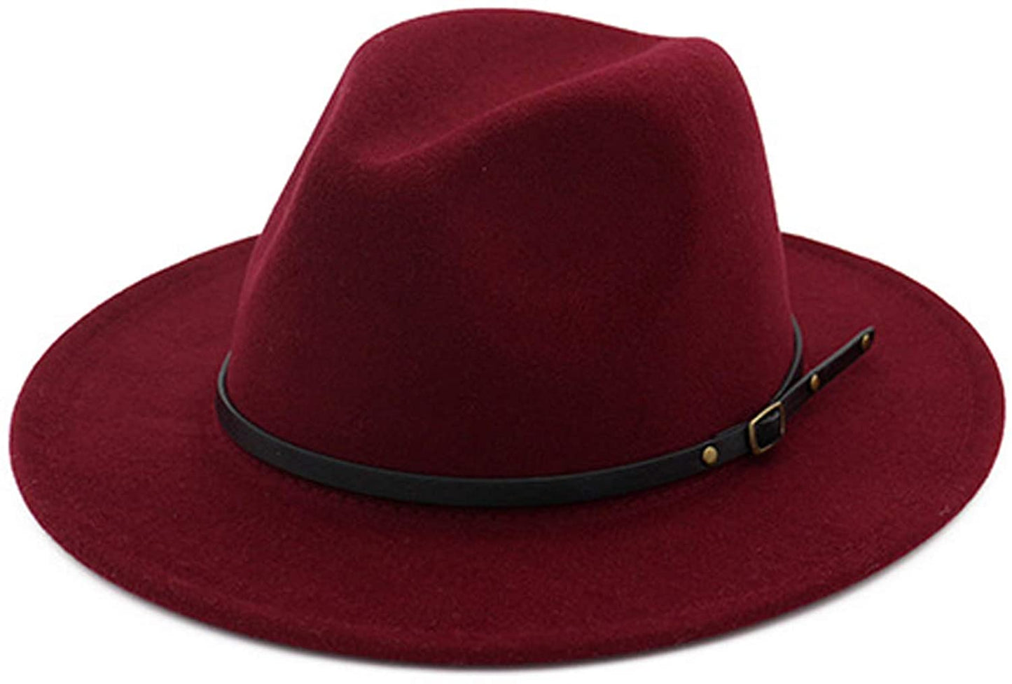 Fedora Hat Felt Unisex Wide Brim Floppy Panama Hat Fall Winter Jazz Hat with Belt Buckle Band