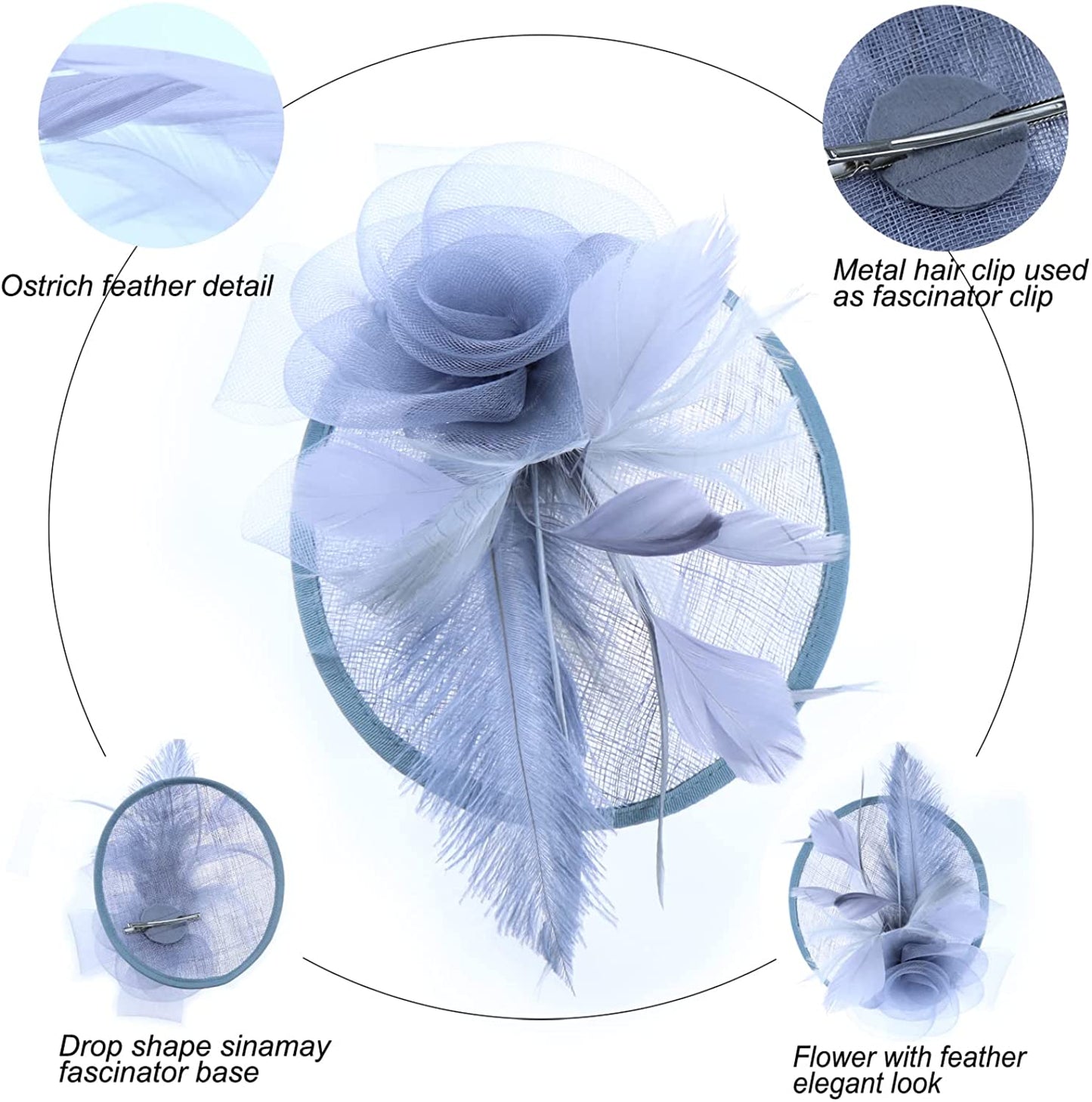 Women's Fascinator Vintage Bridal Wedding Veil Lace Feather Mesh Costume Headpiece