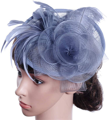 Women's Fascinator Vintage Bridal Wedding Veil Lace Feather Mesh Costume Headpiece