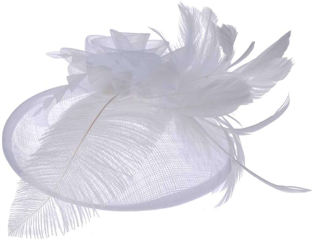 Women's Fascinator Vintage Bridal Wedding Veil Lace Feather Mesh Costume Headpiece