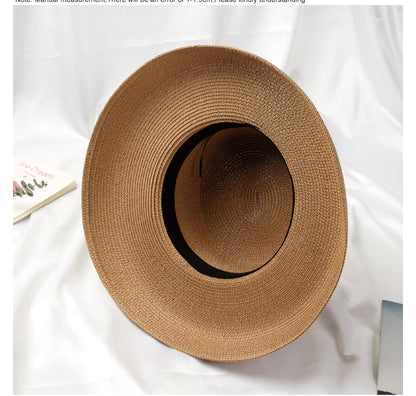 Women Wide Brim Summer Straw Sun Hat Crushable Beach Sun Hat for Ladies Travel Solid Plain Curved Brim