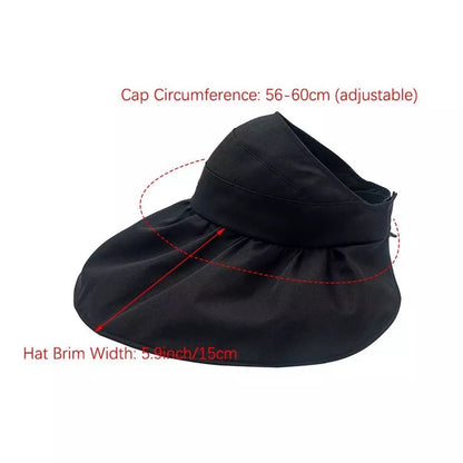 Women Wide Brim Summer Sun Hat Lightweight Foldable Beach Sun Hat for Ladies Travel Roll up Ponytail Visor Butterfly