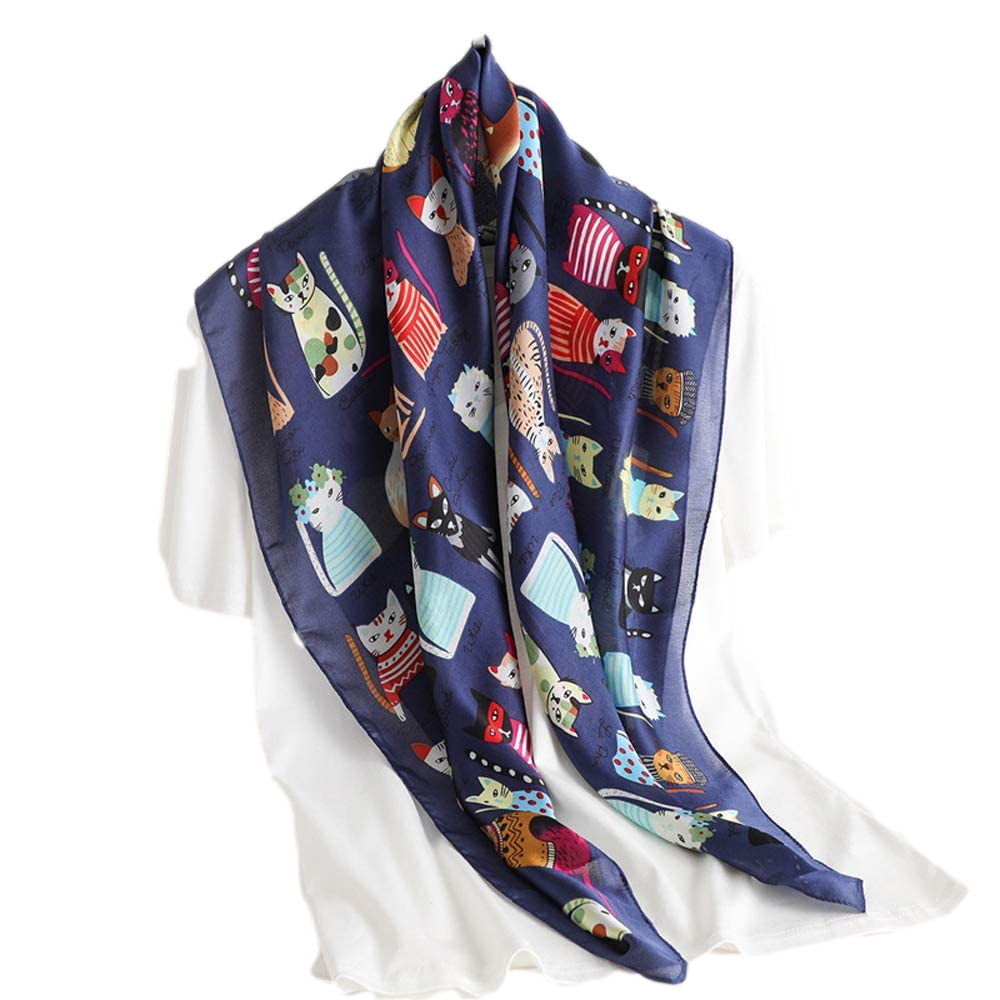 Scarf For Cat Lovers - Satin Silk Feeling Scarf Square Head Scarf Neckerchief Fashion Bandana Hair Scarf for Women Neck Scarf