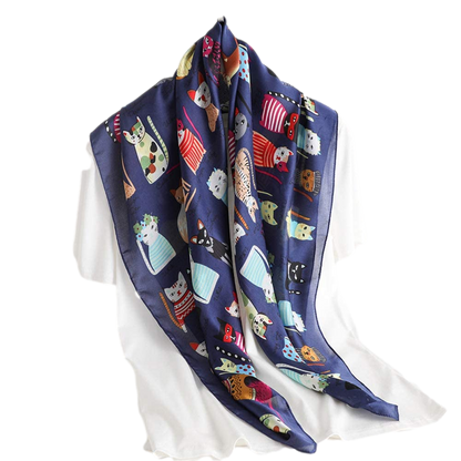 Scarf For Cat Lovers - Satin Silk Feeling Scarf Square Head Scarf Neckerchief Fashion Bandana Hair Scarf for Women Neck Scarf