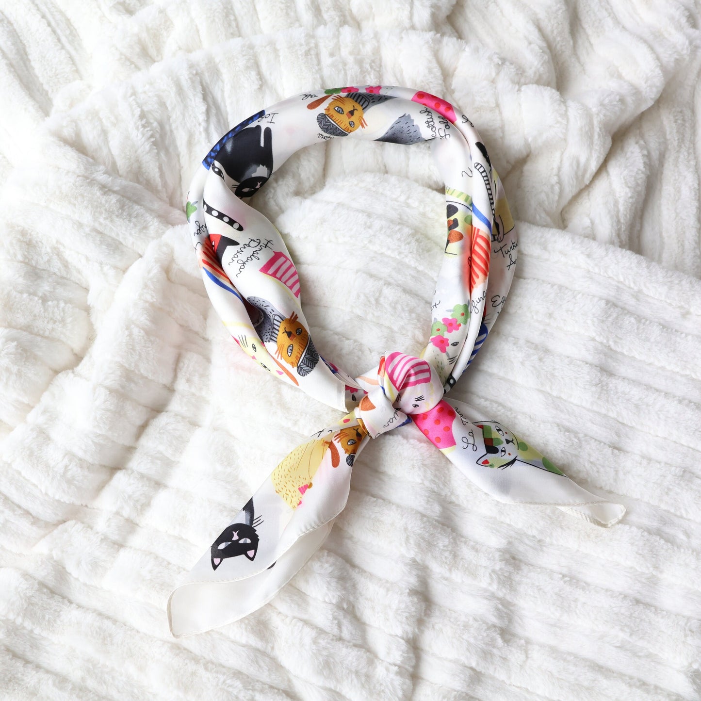 Scarf For Cat Lovers - Satin Silk Feeling Scarf Square Head Scarf Neckerchief Fashion Bandana Hair Scarf for Women Neck Scarf