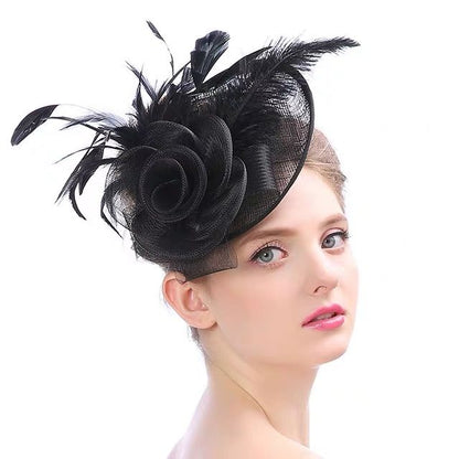 Women's Fascinator Vintage Bridal Wedding Veil Lace Feather Mesh Costume Headpiece