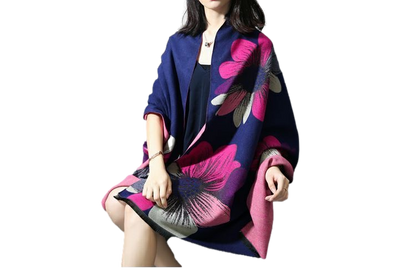 Cashmere Pashmina Shawls, Winter Reversible Blanket Scarves For Women Flower