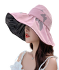 Women Wide Brim Summer Sun Hat Lightweight Foldable Beach Sun Hat for Ladies Travel Roll up Ponytail Visor Butterfly
