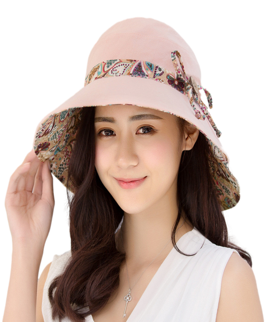 Women Wide Brim Summer Sun Hat Lightweight Foldable Beach Sun Hat for Ladies Travel Roll up Reversible Floral