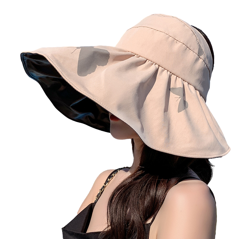 Women Wide Brim Summer Sun Hat Lightweight Foldable Beach Sun Hat for Ladies Travel Roll up Ponytail Visor Butterfly