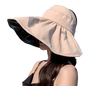 Women Wide Brim Summer Sun Hat Lightweight Foldable Beach Sun Hat for Ladies Travel Roll up Ponytail Visor Butterfly