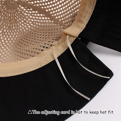 Women Wide Brim Hat Hollow Breathable Summer Bucket Hat Bow Lady’s Foldable Beach Sun Hat for Travel Mesh