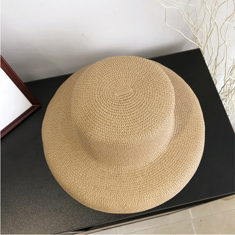 Women Wide Brim Summer Straw Sun Hat Crushable Beach Sun Hat for Ladies Travel Solid Plain Curved Brim