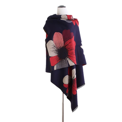 Cashmere Pashmina Shawls, Winter Reversible Blanket Scarves For Women Flower