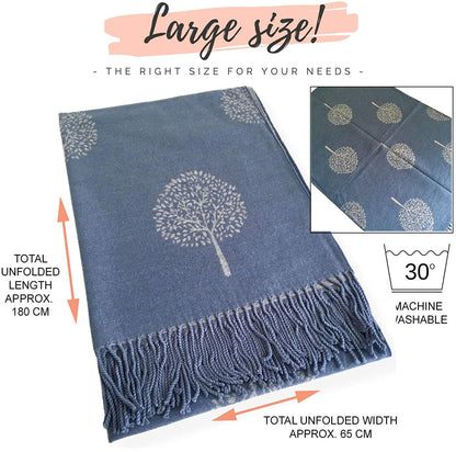 Cashmere Pashmina Shawls, Winter Reversible Blanket Scarves For Women Tree of Life