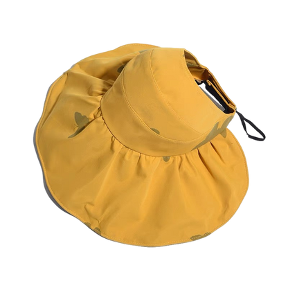 Women Wide Brim Summer Sun Hat Lightweight Foldable Beach Sun Hat for Ladies Travel Roll up Ponytail Visor Butterfly